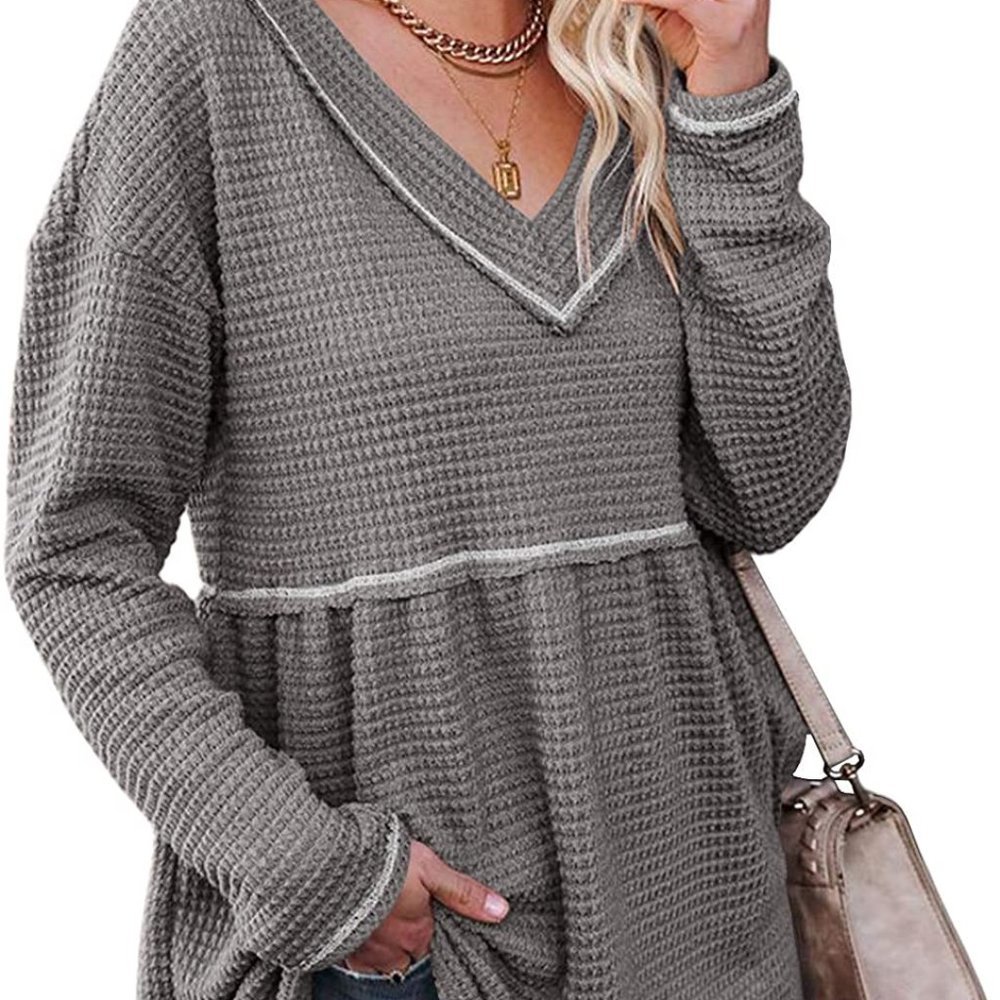 Charcoal Gray Thermal Babydoll Top